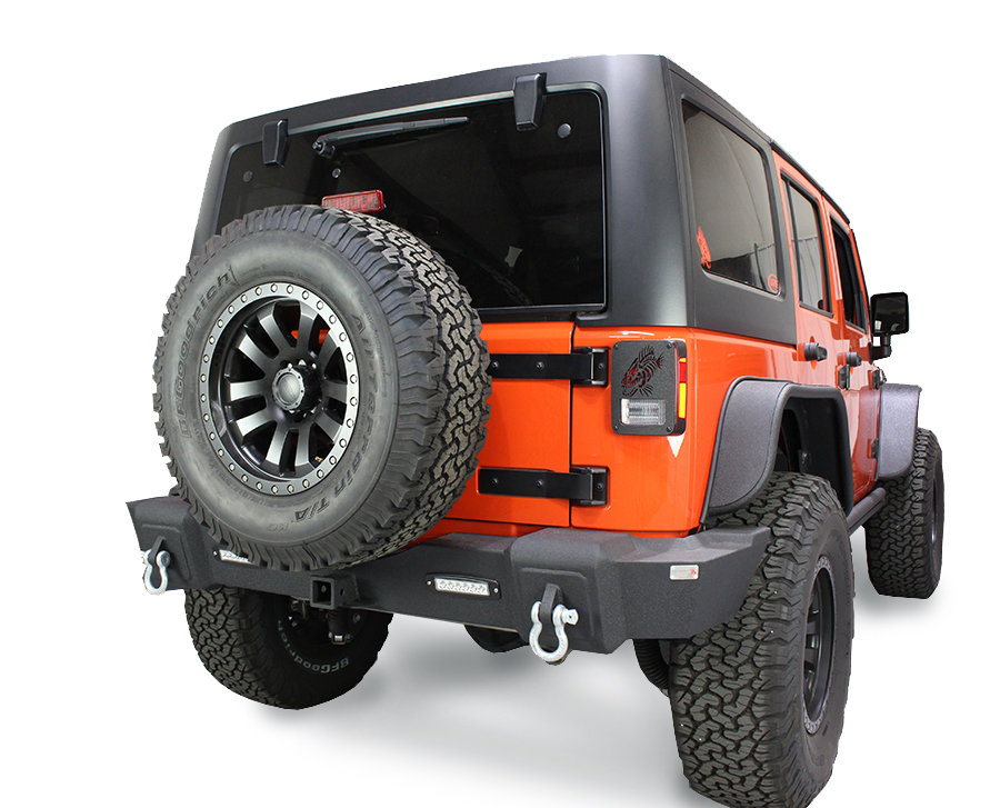 Fishbone Offroad FB22032 Rear Bumper with LEDs for 07-18 Jeep Wrangler